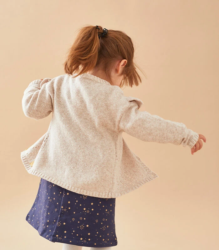 Gebreide Cardigan Met Ruches, Beige 2 Gebreide Cardigan Met Ruches, Beige - Afbeelding 2