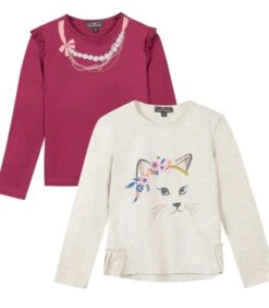 Set Van 2 Oeko-Tex T-shirts Met Lange Mouwen En Opdruk