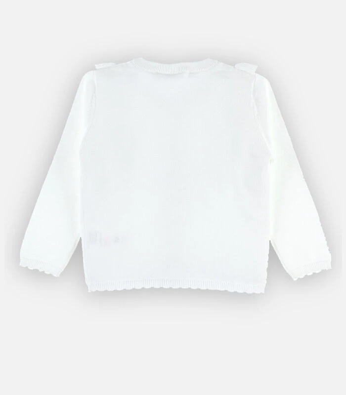 Bio Fijngebreide Cardigan, Ecru 3 Bio Fijngebreide Cardigan, Ecru - Afbeelding 3