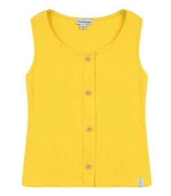 Geribde Tank Top Met Knopen Vooraan