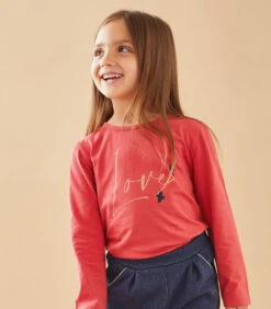 "love" T-shirt Met Lange Mouwen, Framboosrood