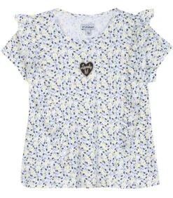 T-shirt Met Korte Mouwen, Ruches En Geborduurde Badge