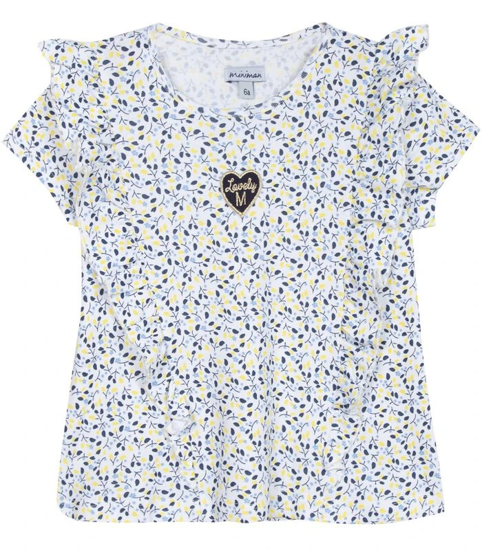 T-shirt Met Korte Mouwen, Ruches En Geborduurde Badge 1 T-shirt Met Korte Mouwen, Ruches En Geborduurde Badge