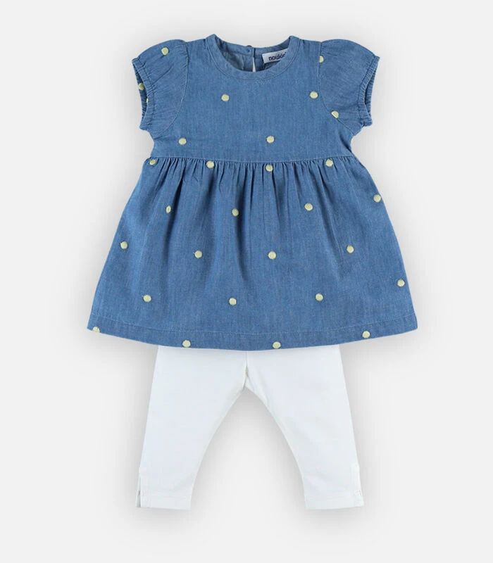 Jurk + Legging Set, Denim 2 Jurk + Legging Set, Denim - Afbeelding 2