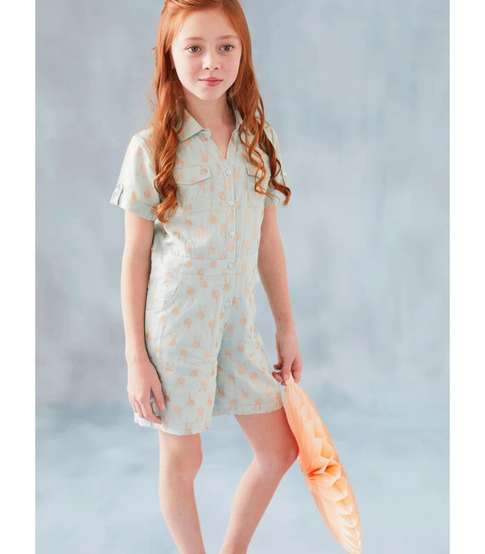 Aqua Pakje Met Korte Broek, Konijntjes En Lurex 2 Aqua Pakje Met Korte Broek, Konijntjes En Lurex - Afbeelding 2