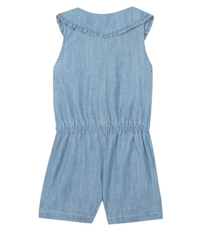 Lichtgewicht Denim Jumpsuit Met Grote Peter Pan Kraag 2 Lichtgewicht Denim Jumpsuit Met Grote Peter Pan Kraag - Afbeelding 2