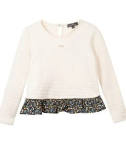 Gewatteerde Gebreide Trui Met Bedrukte Ruches