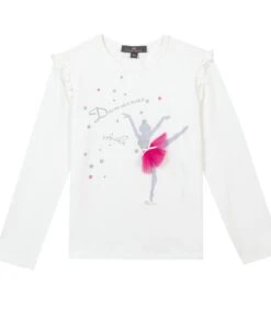 Oeko-Tex T-shirt Met Lange Mouwen En Ballerina-opdruk