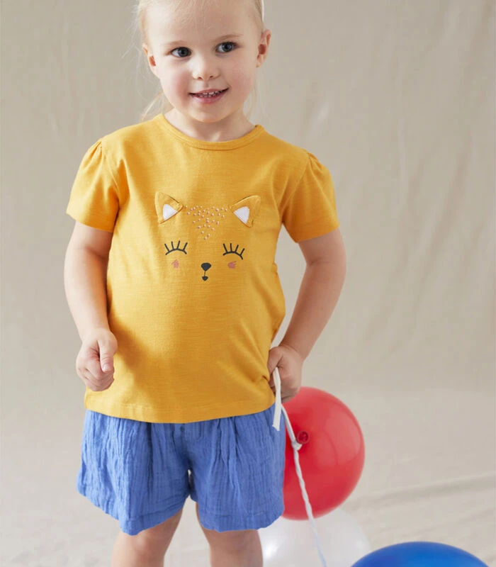 Geel T-shirt Met Korte Mouwen En Kat 3 Geel T-shirt Met Korte Mouwen En Kat - Afbeelding 3