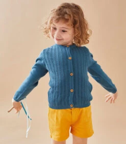 Fijngebreide Cardigan, Groenblauw