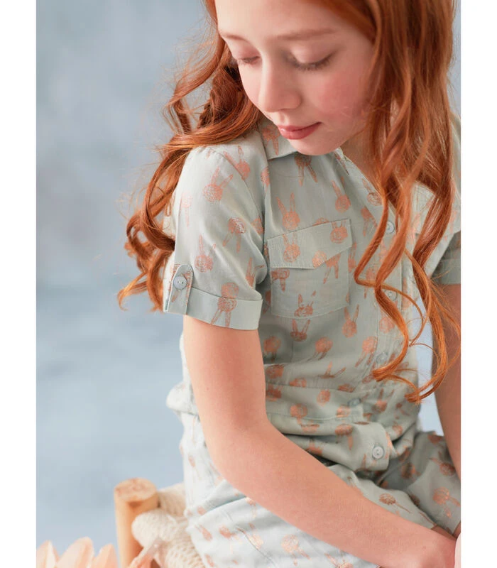 Aqua Pakje Met Korte Broek, Konijntjes En Lurex 3 Aqua Pakje Met Korte Broek, Konijntjes En Lurex - Afbeelding 3