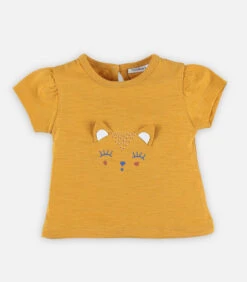 Geel T-shirt Met Korte Mouwen En Kat