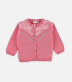 Roze Vestje Uit Tricot Met Lurex