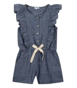 Licht Denim Jumpsuit Met Ruches
