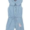 Lichtgewicht Denim Jumpsuit Met Grote Peter Pan Kraag