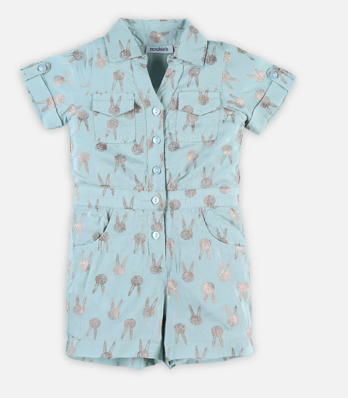 Aqua Pakje Met Korte Broek, Konijntjes En Lurex 1 Aqua Pakje Met Korte Broek, Konijntjes En Lurex