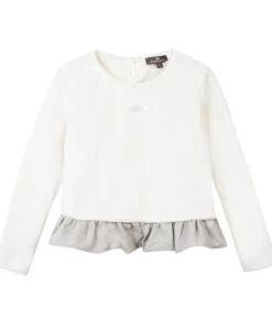 Zacht Gebreide Trui Met Bedrukte Ruches