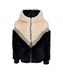 Zipped Gestreepte Jas Met Kap