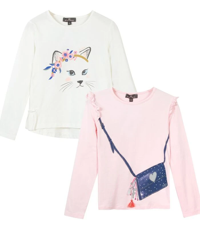 Set Van 2 Oeko-Tex T-shirts Met Lange Mouwen 1 Set Van 2 Oeko-Tex T-shirts Met Lange Mouwen