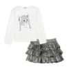 2-delige T-shirt En Rok Set Met Ruches