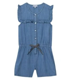 Licht Denim Jumpsuit Met Kleine Volant