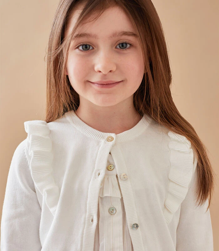 Bio Fijngebreide Cardigan, Ecru 2 Bio Fijngebreide Cardigan, Ecru - Afbeelding 2