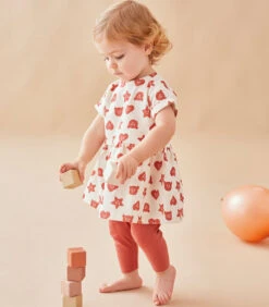 Jurk + Legging Set, Ecru/rood