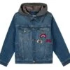 Denim Jack Met Afneembare Capuchon En Badges
