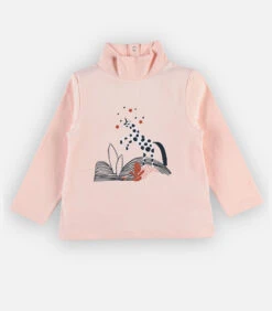 Bio Katoenen Eenhoorn T-shirt Met Rolkraag, Lichtroos