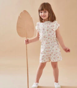 Playsuit Met Bloemenprint, Ecru