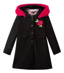 Mantel Van Wollen Stof Met Borduurwerk