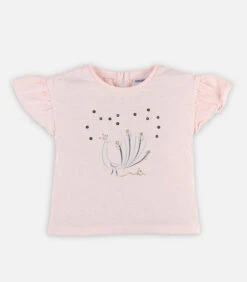 Roze T-shirt Met Korte Mouwen En Lovertjes