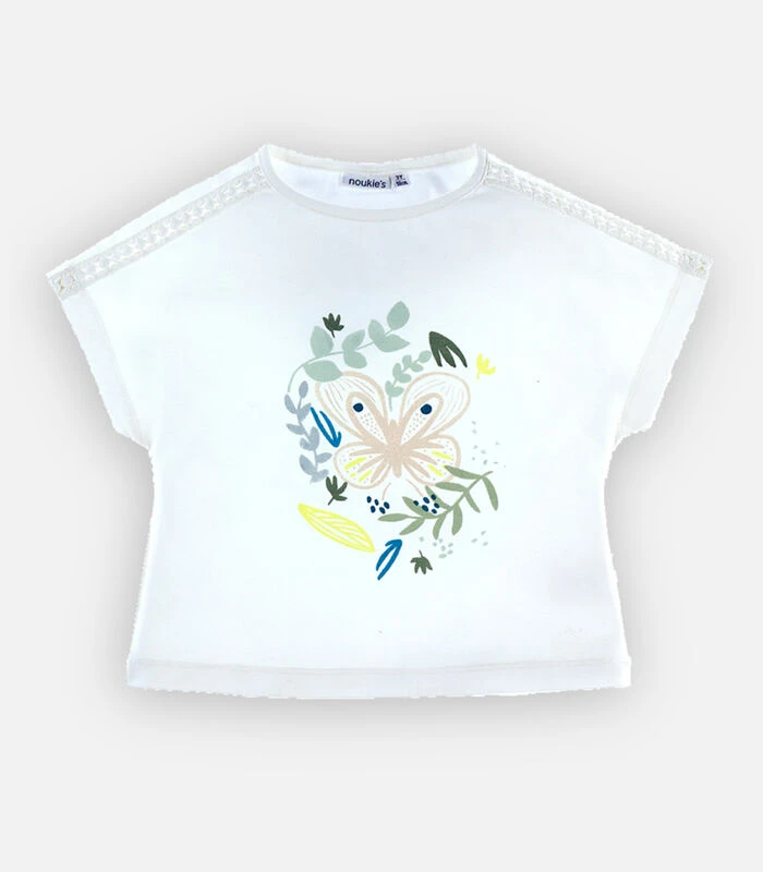 T-shirt Met Vlinderprint En Korte Mouwen, Ecru 3 T-shirt Met Vlinderprint En Korte Mouwen, Ecru - Afbeelding 3
