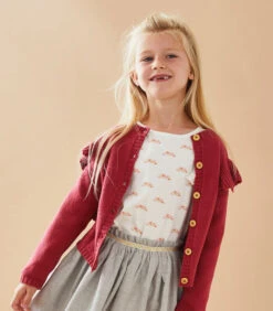 Gebreide Cardigan Met Ruches, Framboosrood