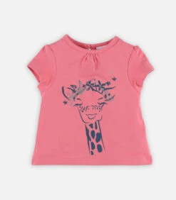 Roze T-shirt Met Korte Mouwen En Giraf
