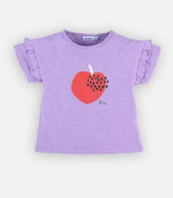T-shirt Met Appelprint, Lila